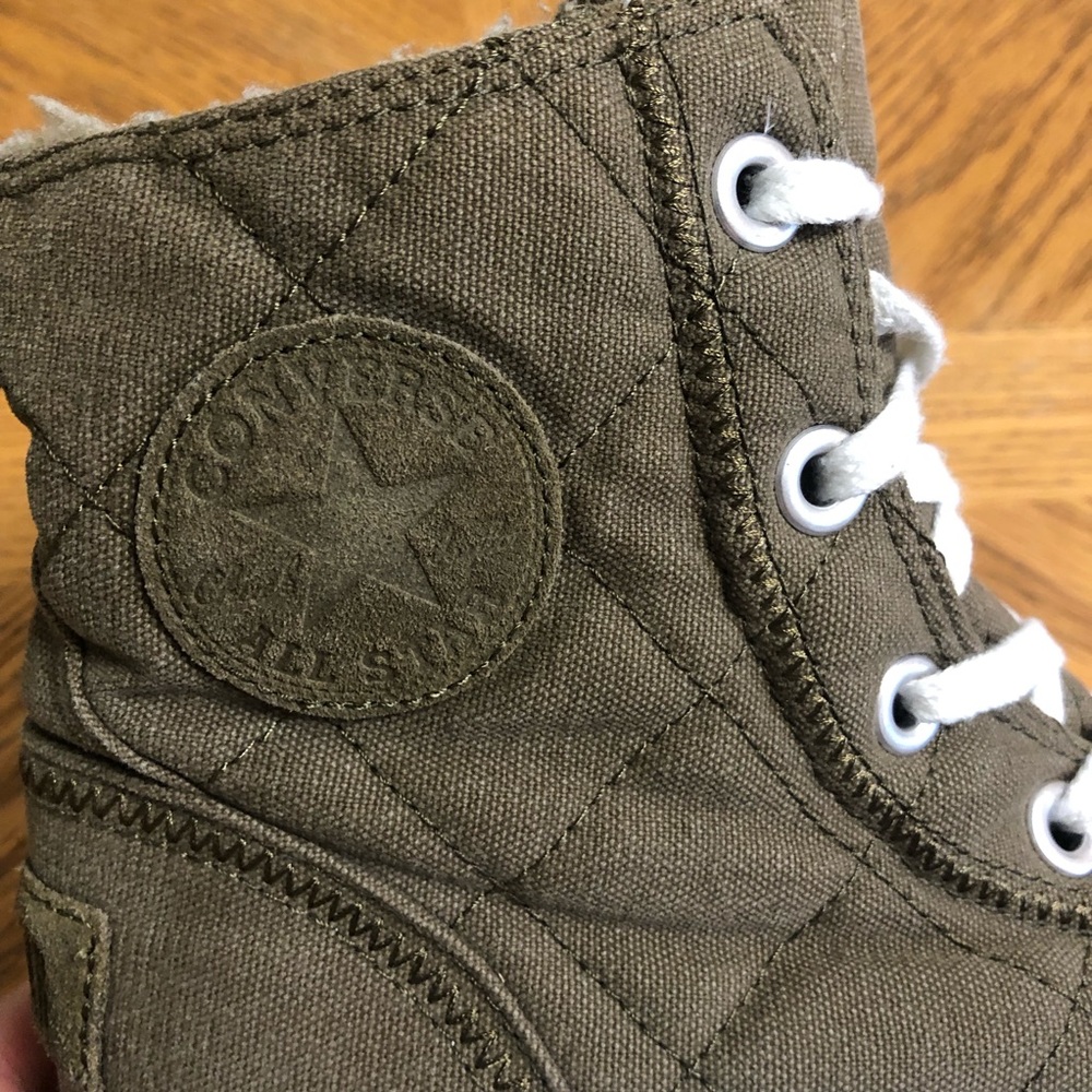 Women’s Platform Hightop Converse Army Green Size 8 - Picture 6 of 9